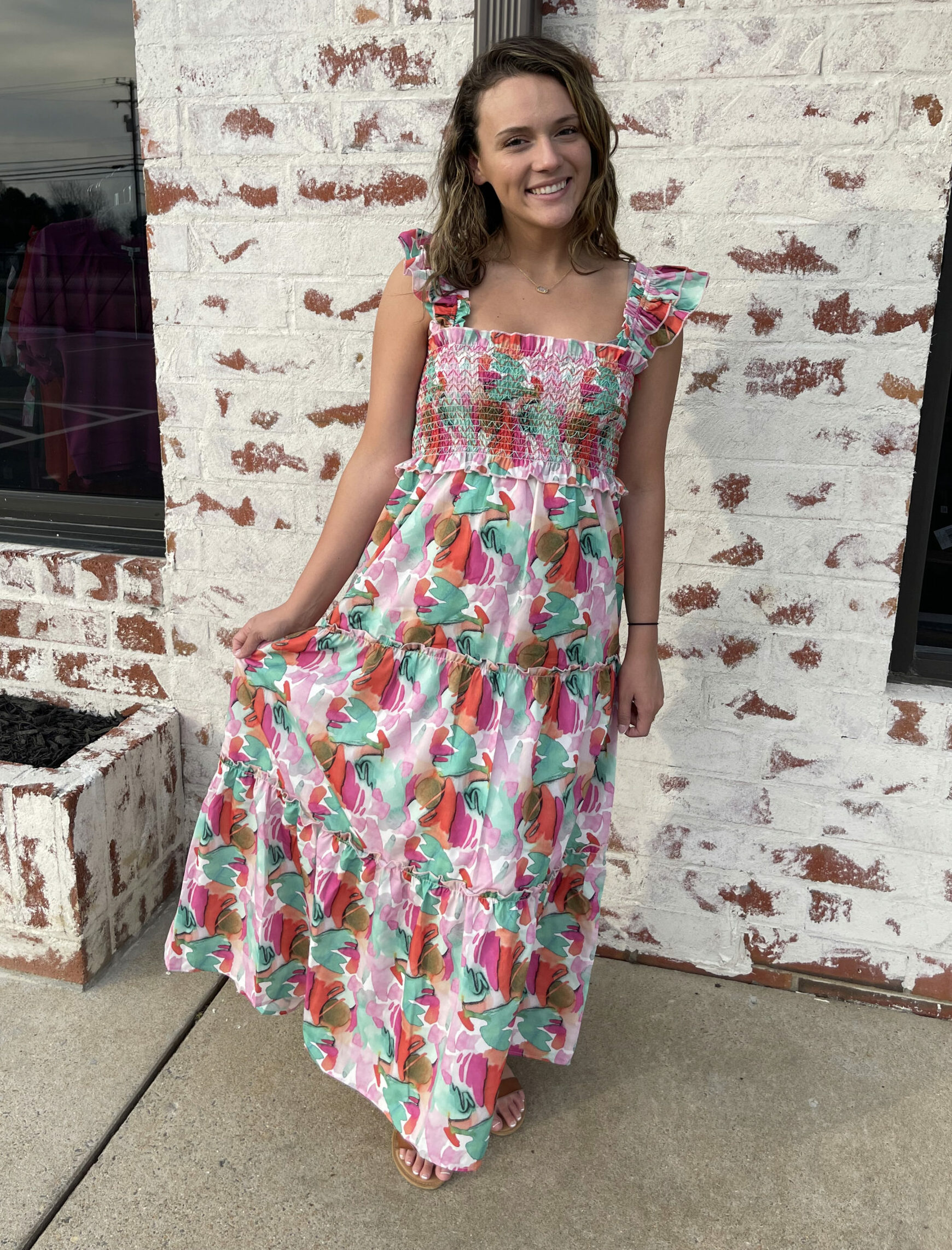 Jade Smocked Tiered Maxi – Riley's Southern Goods & Gardens